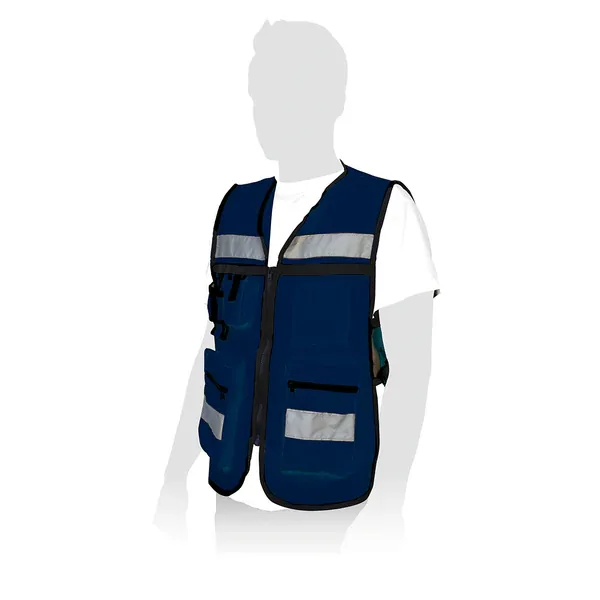 Chaleco brigadista c/cinta reflejante azul marino AKSI