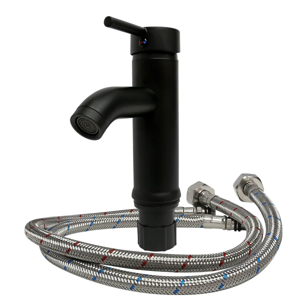 Monomando para lavabo acero inox. negro mate Fleximatic