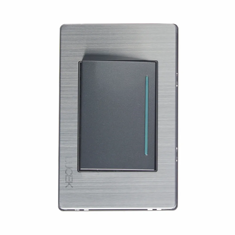 Placa c/apagador sencillo Lucek premium acero inox.