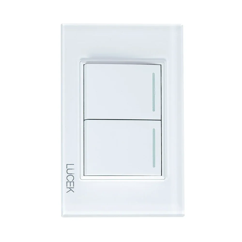 Placa c/2 apagadores sencillos Lucek cristal blanco