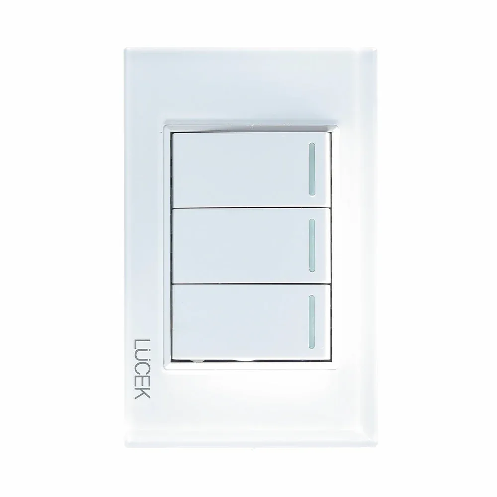 Placa c/3 apagadores sencillos Lucek cristal blanco