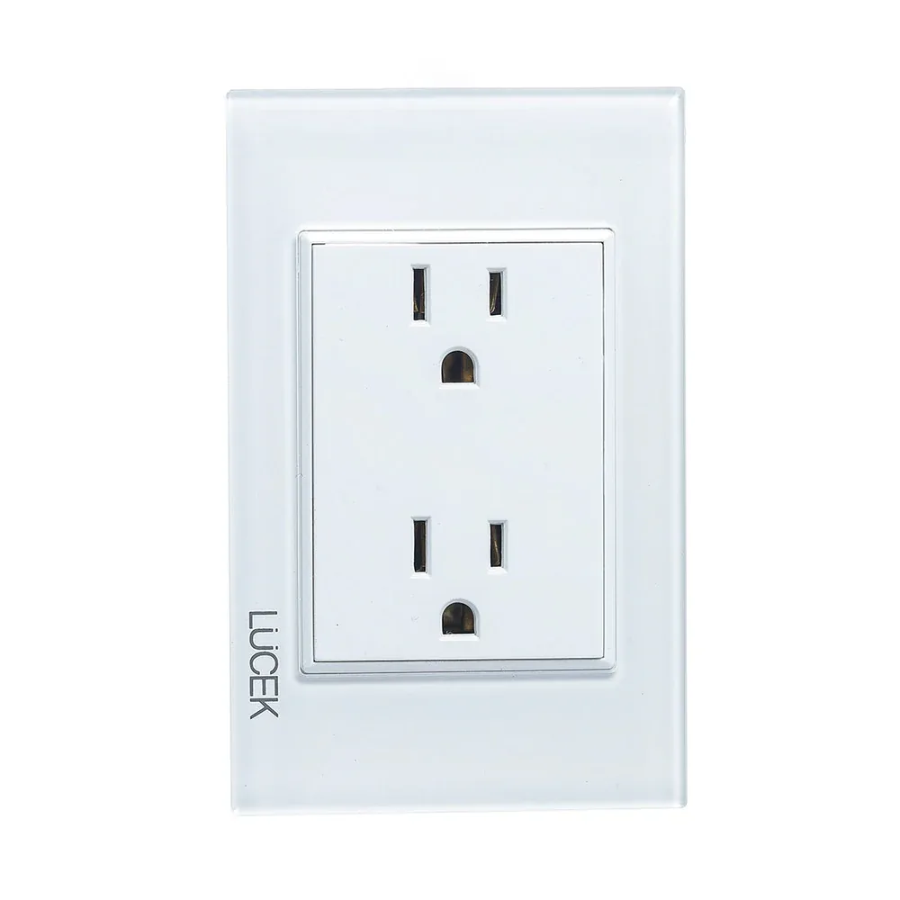 Placa c/contacto dúplex Lucek cristal blanco