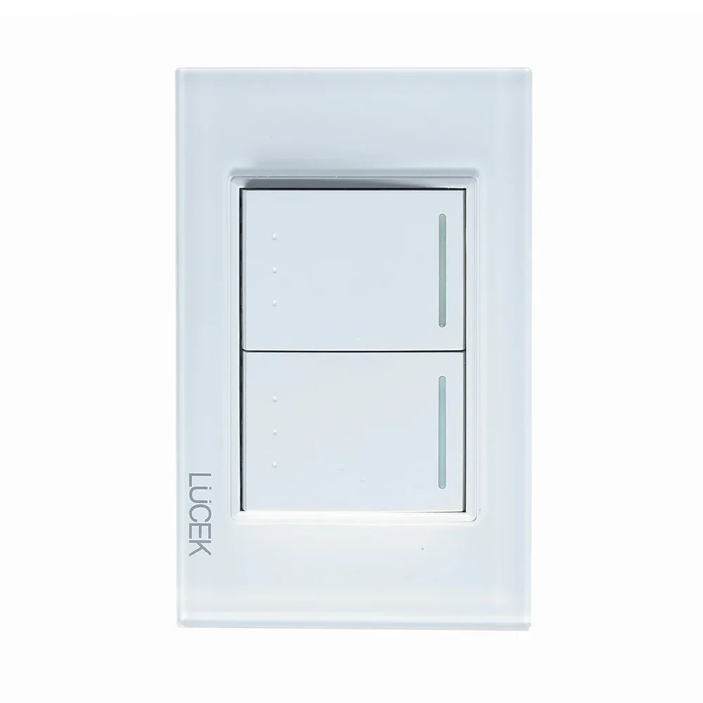 Placa c/2 apagadores de escalera Lucek cristal blanco