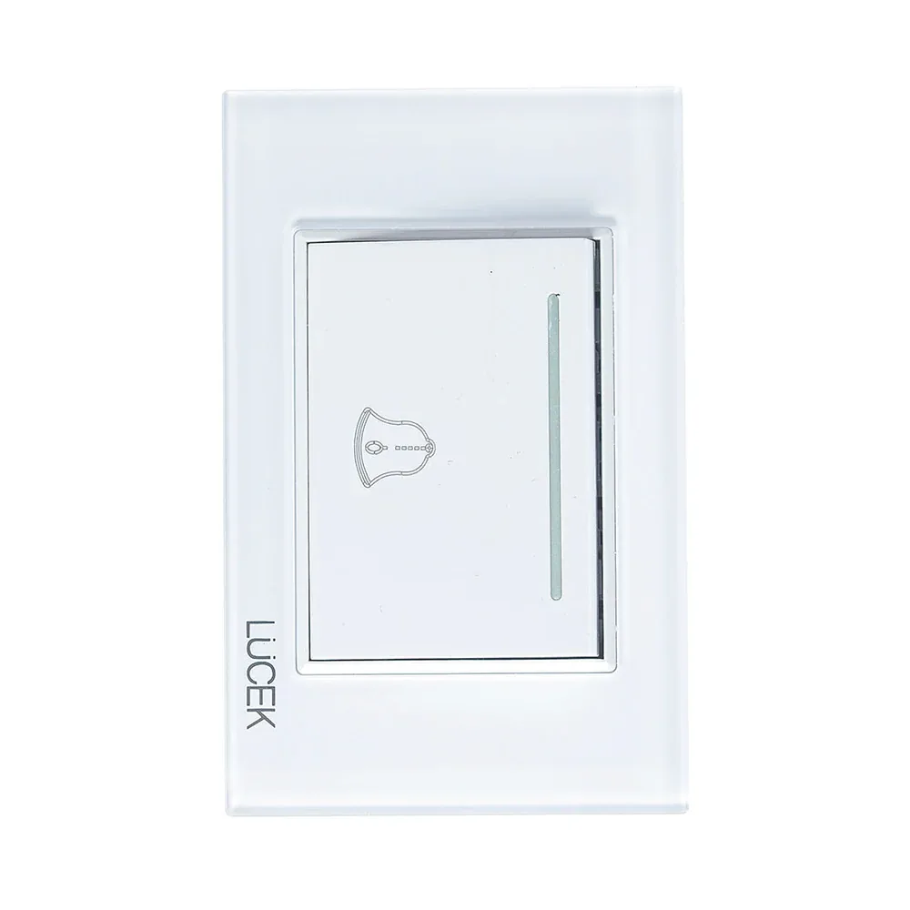 Placa c/botón timbre Lucek cristal blanco