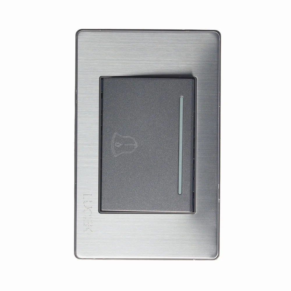 Placa c/botón timbre Lucek premium acero inox.